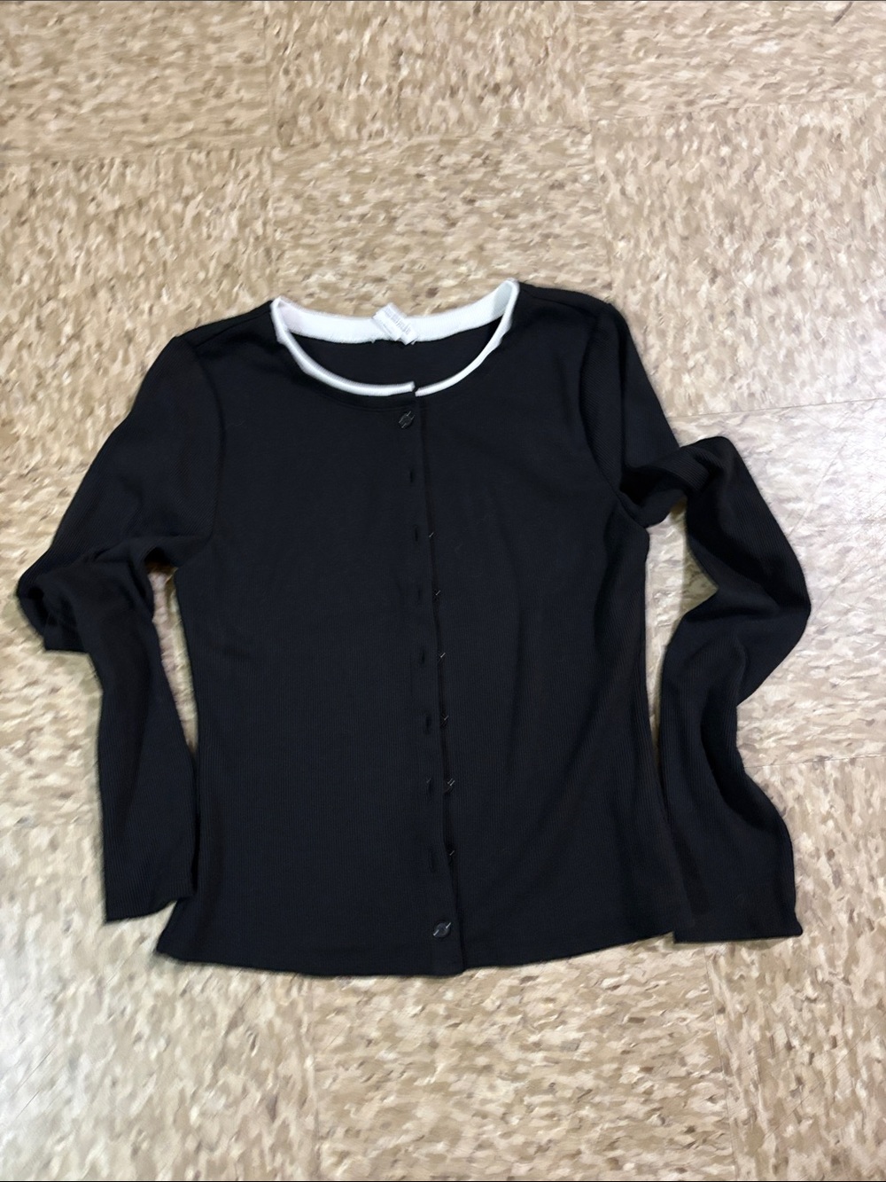 Lovers + Friends Black Button-Down Top with White Trim
